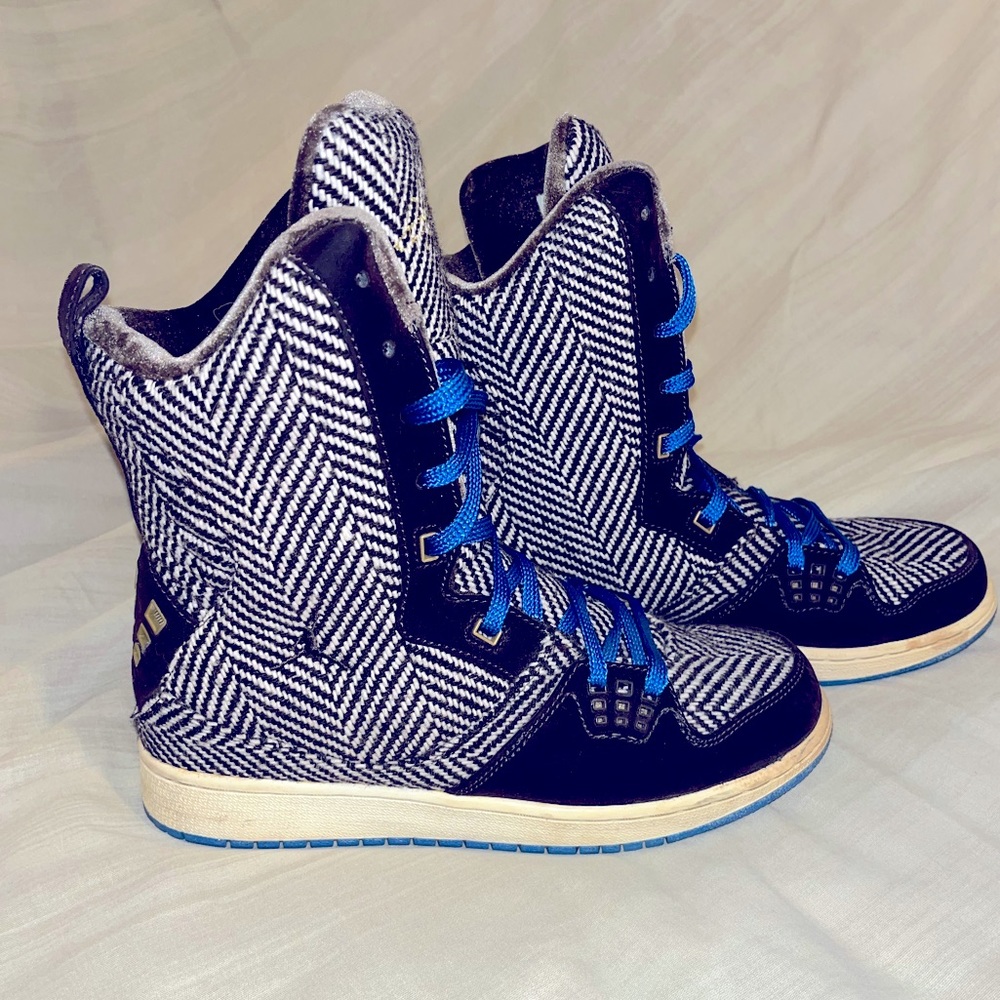 AIR JORDAN “FLIGHT 23” 6 INCH SNEAKER-BOOT BROWN BLUE GIRLS SIZE 6Y